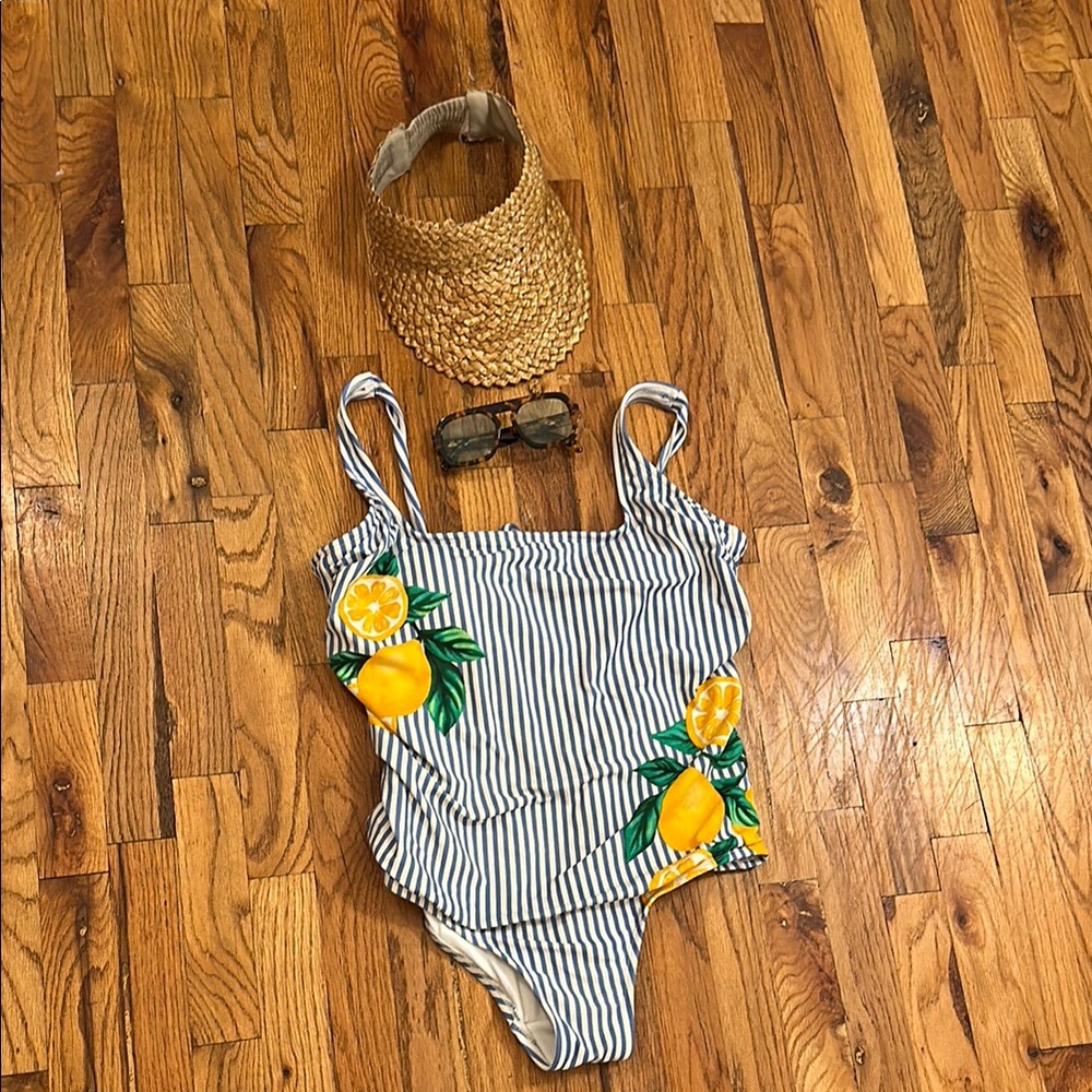 Kona Sol Blue and White One Piece Swimsuit
